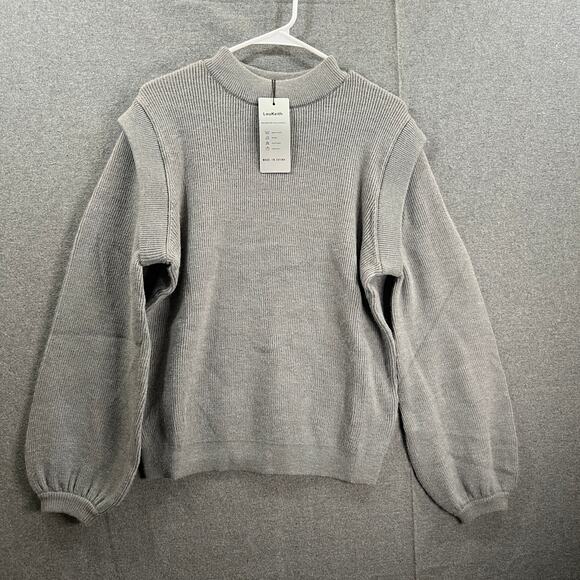 Loukeith Sweater Womens Size Small Long Sleeve Round Neck Gray Knitted Pullover - Picture 1 of 9